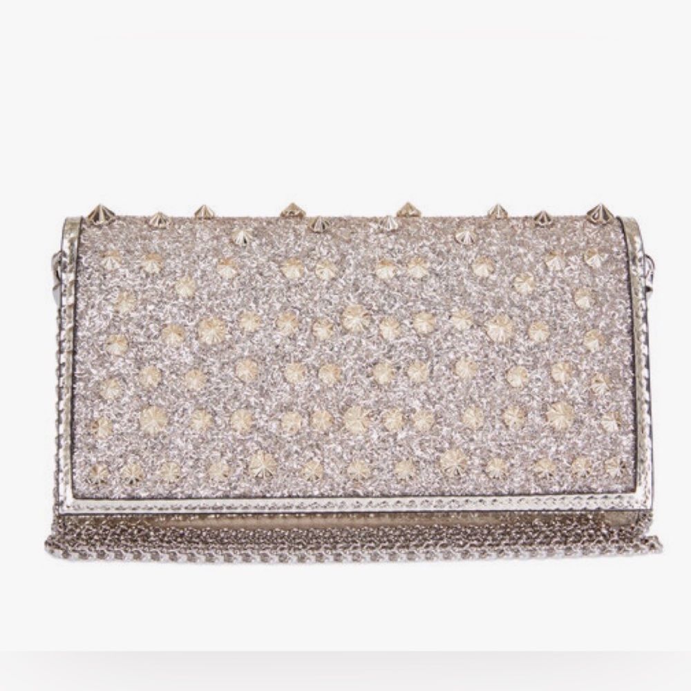 Christian Louboutin Boudoir Gold Frosted Glitter Leather Chain Wallet